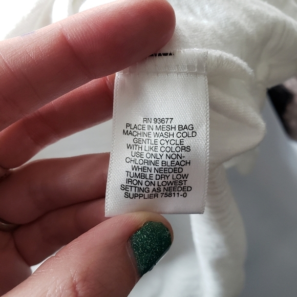 White Short Sleeve Lace Overlay Stripes Medium - Picture 3 of 6